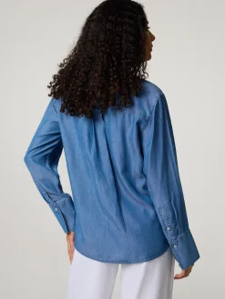 Bluse im Denim-Look