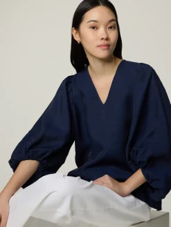 Bluse mit Leinen