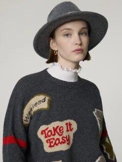 Hut aus Wolle mit Strickband