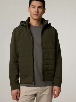 Hybridjacke mit Material-Mix