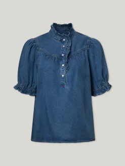 Kurzarmbluse aus Denim LOUISE