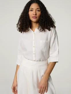 Kurzarmbluse aus Leinen