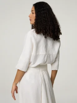 Kurzarmbluse aus Leinen