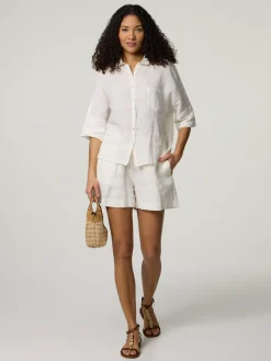 Kurzarmbluse aus Leinen