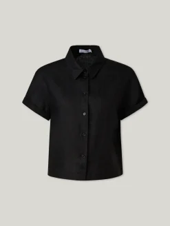 Kurzarmbluse aus Leinen