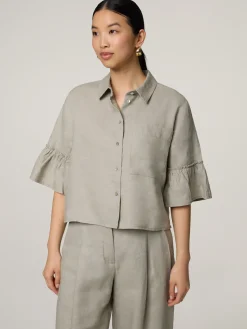 Kurzarmbluse aus Leinen