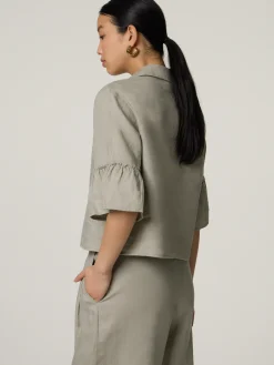 Kurzarmbluse aus Leinen