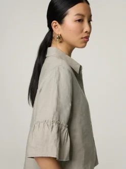 Kurzarmbluse aus Leinen