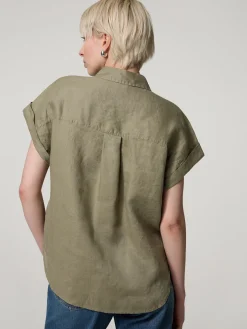 Kurzarmbluse aus Leinen