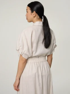 Kurzarmbluse aus Leinen