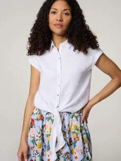 Kurzarmbluse aus Leinen