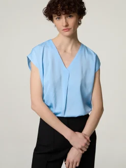 Kurzarmbluse aus Satin