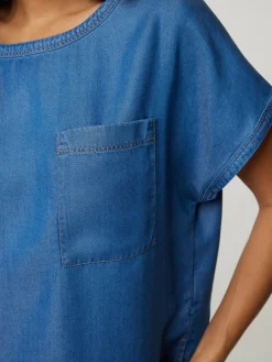 Kurzarmbluse im Denim-Look