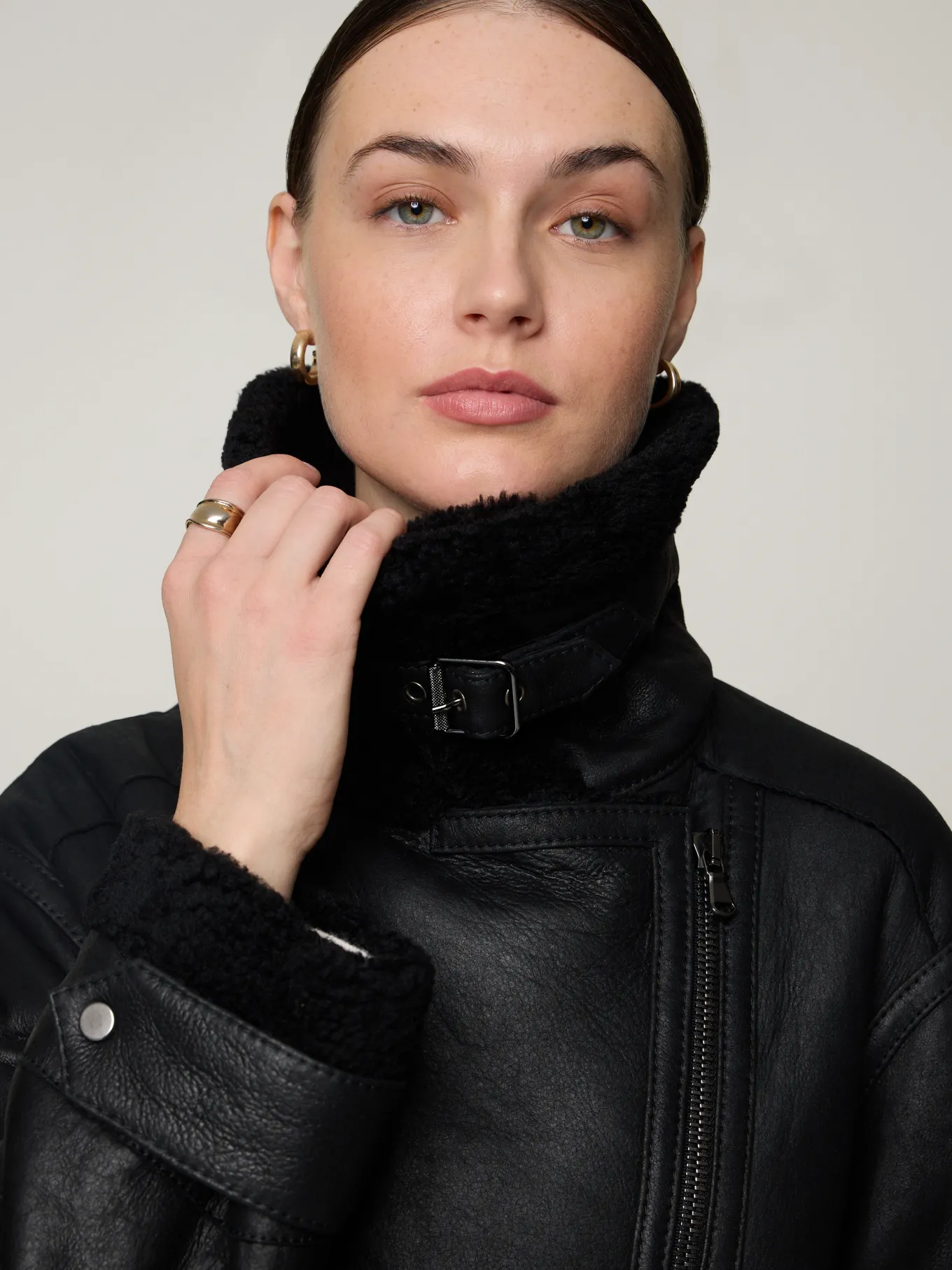 Lammfelljacke im Biker-Look PARIS