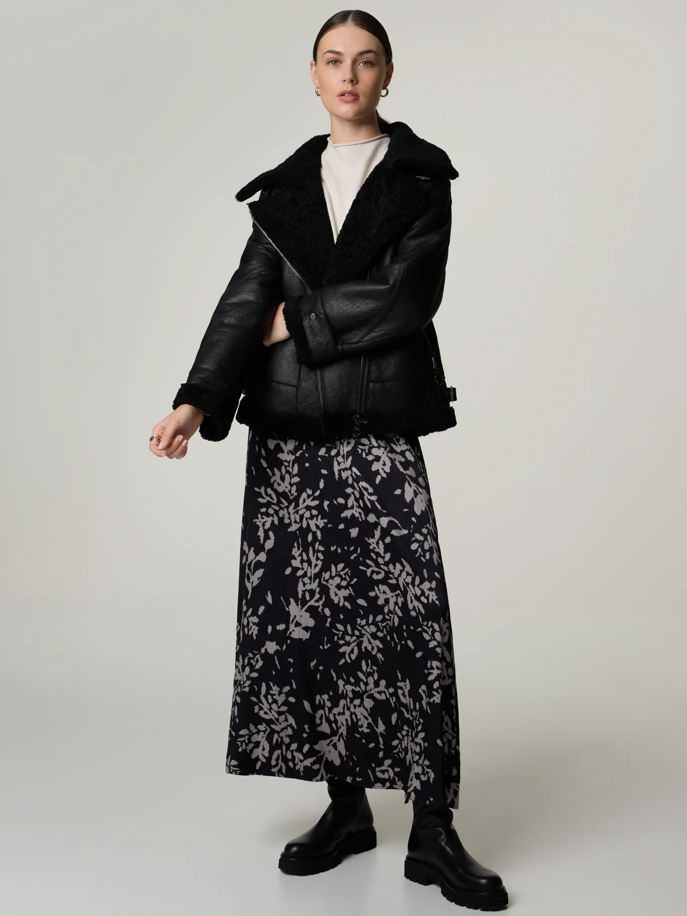 Lammfelljacke im Biker-Look PARIS