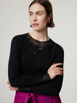 Langarmshirt mit Spitze