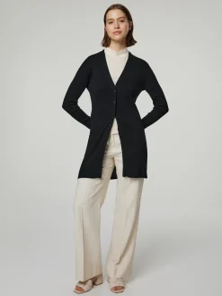 Lange Strickjacke mit Seide