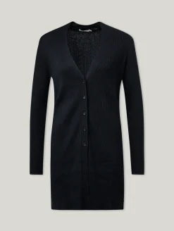 Lange Strickjacke mit Seide