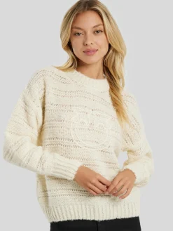 Lochstrickpullover mit Logo