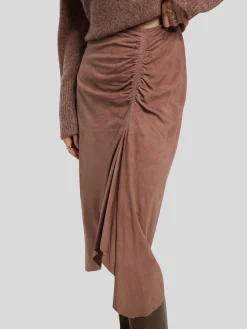 Midijupe aus Veloursleder