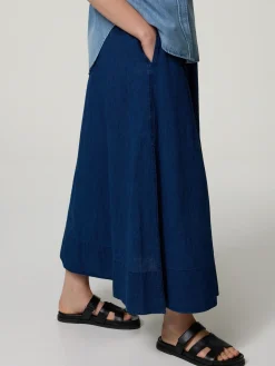 Midijupe mit Leinen SLIT