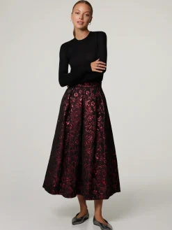 Midijupe mit Muster RED