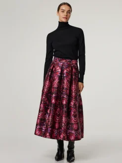 Midijupe mit Muster RED