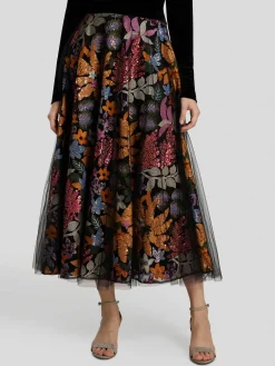 Midijupe mit Pailletten