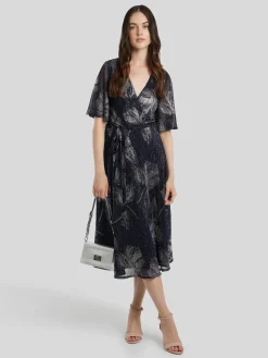 Midikleid mit Glitzer-Print