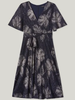 Midikleid mit Glitzer-Print