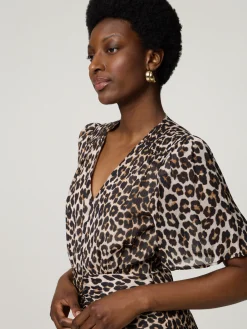 Midikleid mit Leo-Print CHERRY