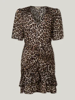 Midikleid mit Leo-Print CHERRY