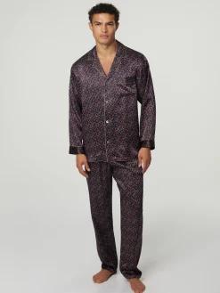 Pyjama-Set aus Seide mit floralem Print