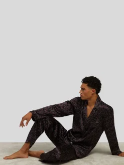 Pyjama-Set aus Seide mit floralem Print