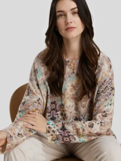 Rundhalspullover mit Gold-Print