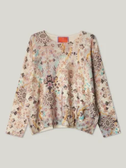 Rundhalspullover mit Gold-Print