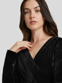 Samtshirt in Wickeloptik