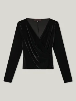 Samtshirt in Wickeloptik