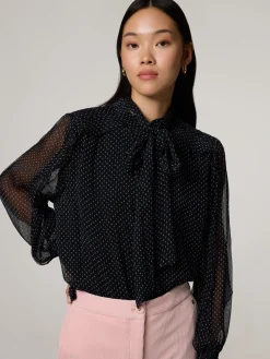 Schluppenbluse mit Punkt-Print