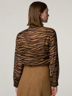 Seidenbluse mit Animal-Print