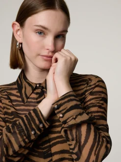 Seidenbluse mit Animal-Print