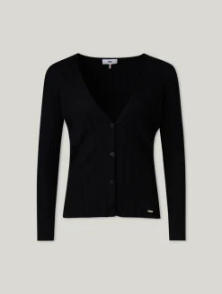 Strickjacke mit Rippen