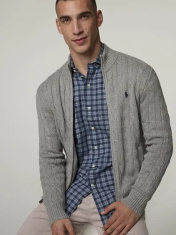 Strickjacke mit Stehkragen