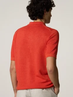 Strickpoloshirt mit Leinen