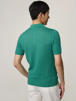 Strickpoloshirt mit Leinen