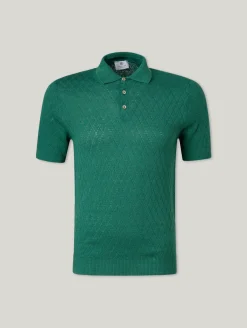 Strickpoloshirt mit Leinen