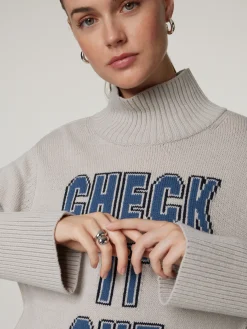 Strickpullover mit Stehkragen