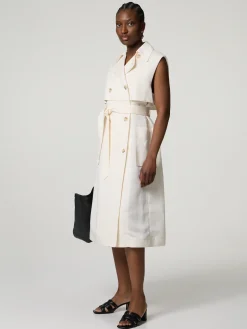 Trenchcoat-Kleid mit Leinen
