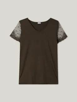 T-Shirt mit Spitzen Kurzarm